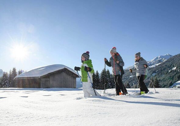 Familienwanderung im Schnee